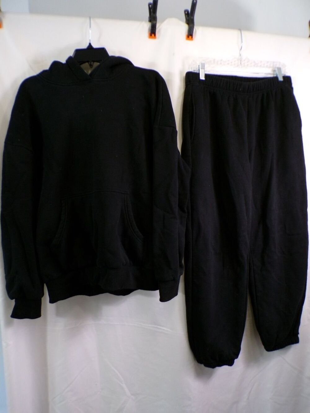 Men's L Black Hoodie Pullover 50% Cotton 50% Polyester SZ240807